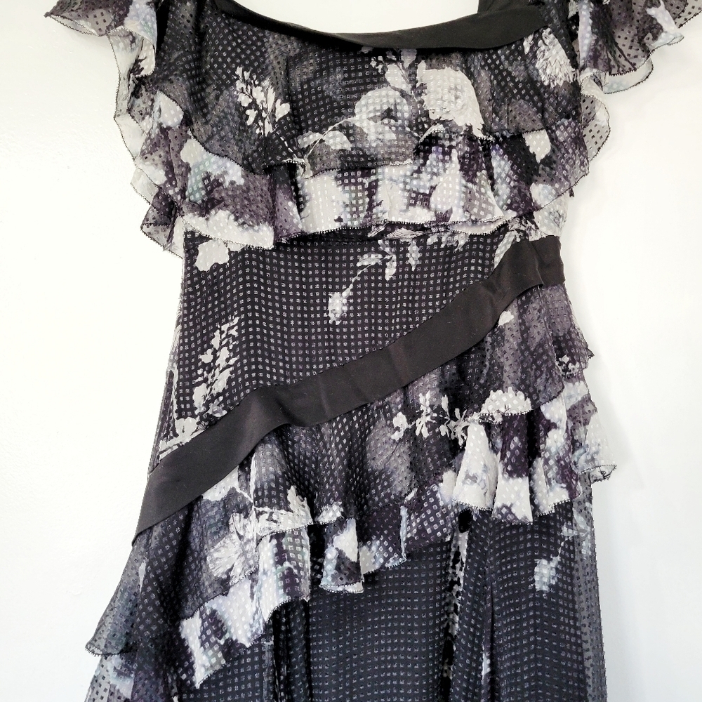 NEW Chelsea & Walker Cara Black & White Silk Jacquard Midi Dress Size 2 - Picture 11 of 16